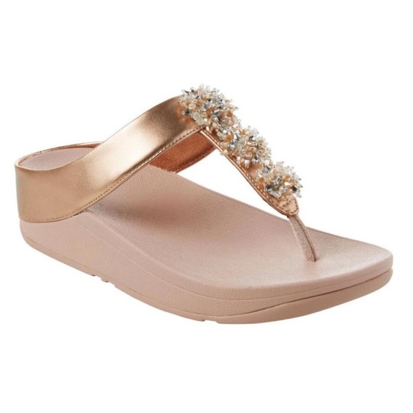 Fitflop Galaxy Toe Thong Rose Gold Sandals Size 9 - Picture 1 of 12